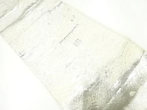 アンティーク　プラチナ銀箔二重織屋敷風景模様織出し袋帯（材料）